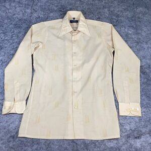 Vintage 70's‎ St. Tropez Shirt Men's Medium Yellow Nautical Long Sleeve Disco